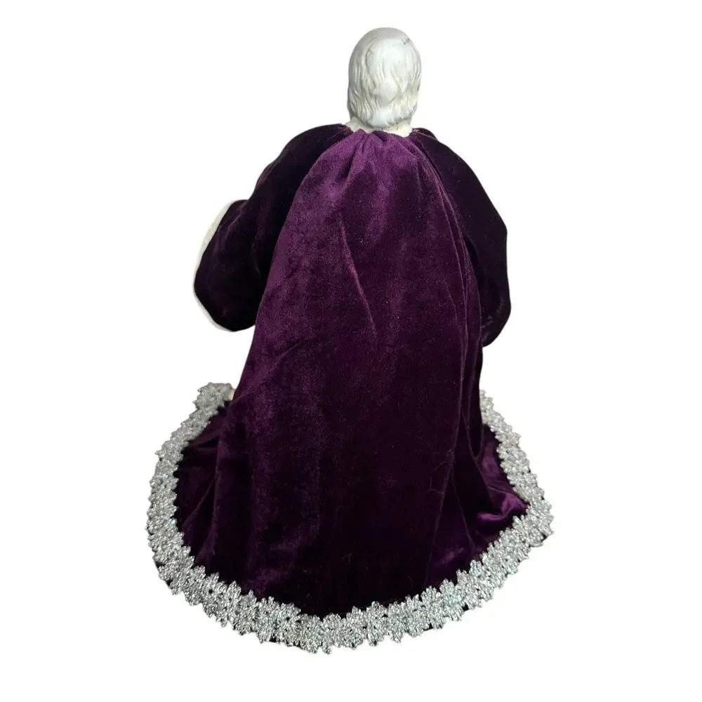 Handmade Old World Santa Figurine w/ Purple Velvet Robe Coat Christmas Decor 14